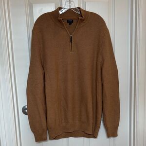 J. Crew Men's Brown Half-Zip Textured Knit Sweater